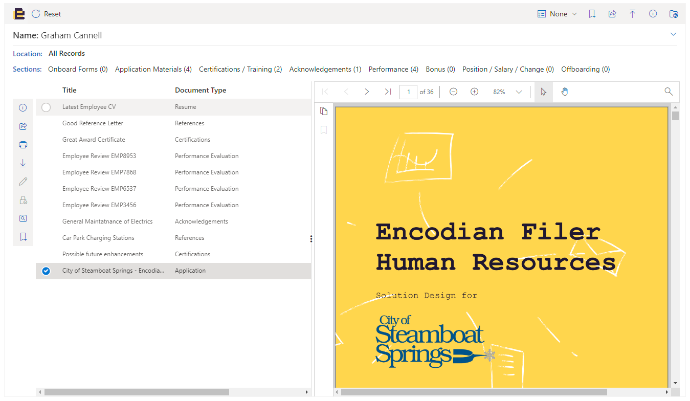 Filer screenshot SharePoint EDRMs