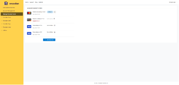 Encodian Account Portal - Manage Payment Cards