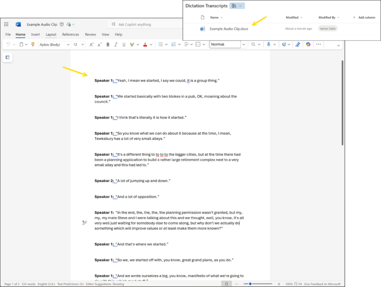 Document Transcript For Automation Transcribe Audio with AI in Microsoft Power Automate