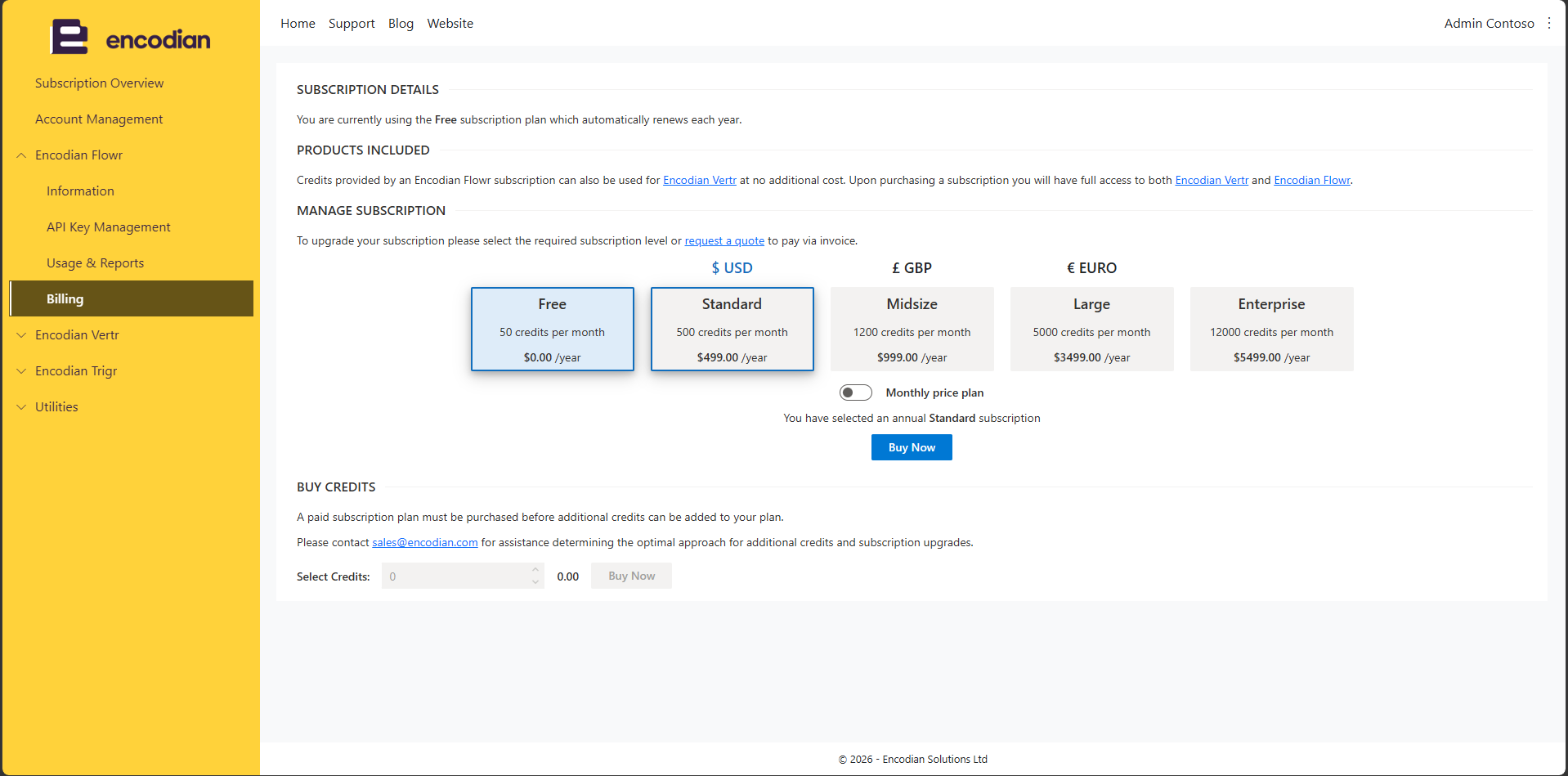 Billing - Choose Subscription