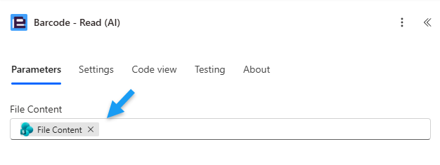 Configuration of Barcode - Read (AI) action