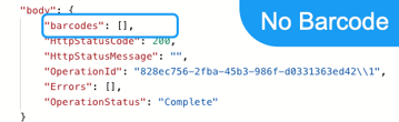 Output of Barcode - Read (AI) action when provided with a document containing 0 barcodes