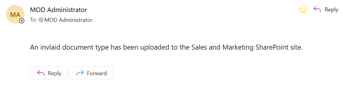 Email sent for an invalid document when testing with a ppt file
