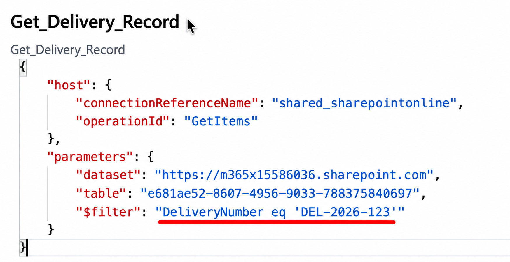 Get Items action output