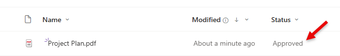Apprvoed document with status column changed to Approved